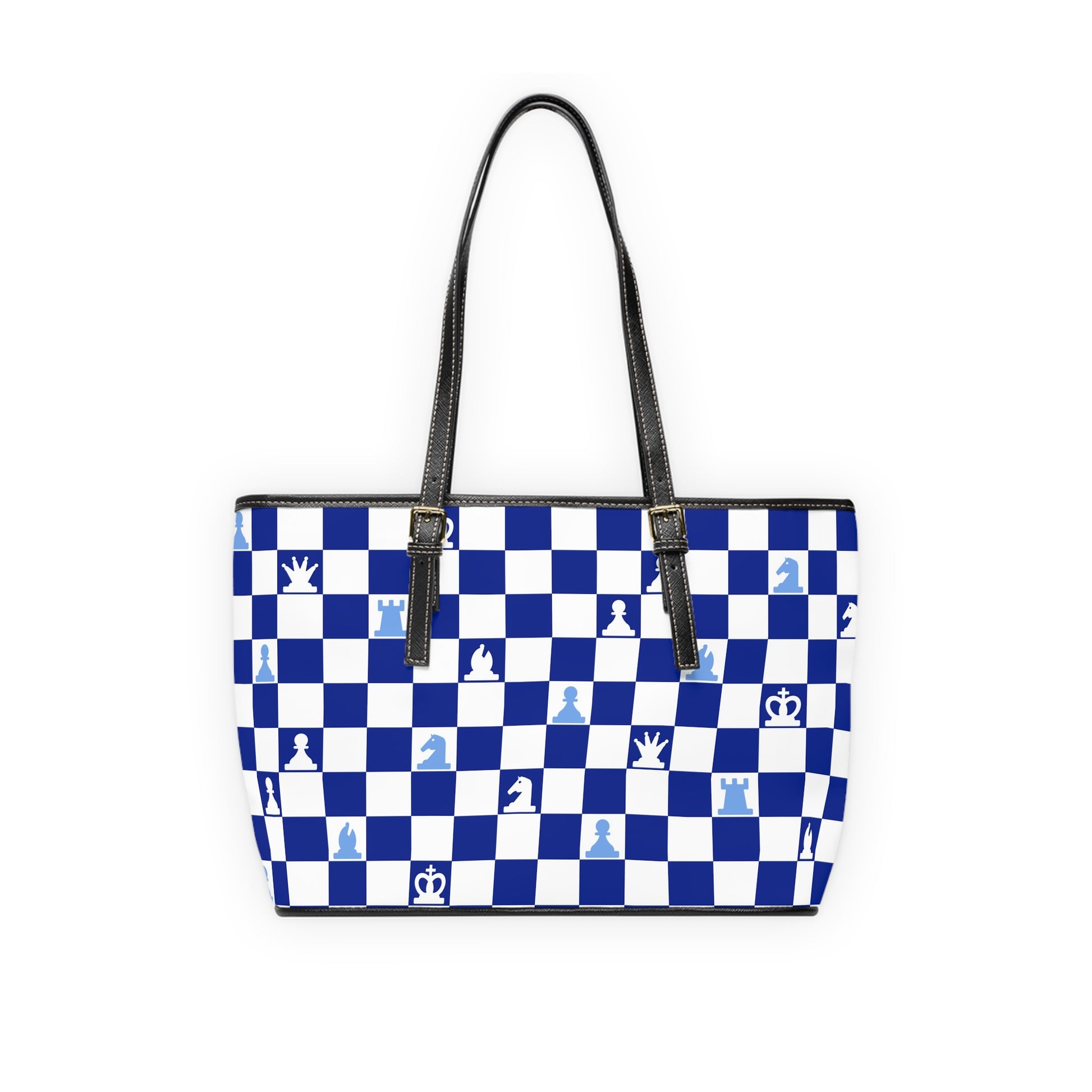 Chessboard Navy Blue PU Leather Shoulder Bag, Artsulli - Art is Long, Life is Short, Bags, , , , , , , 