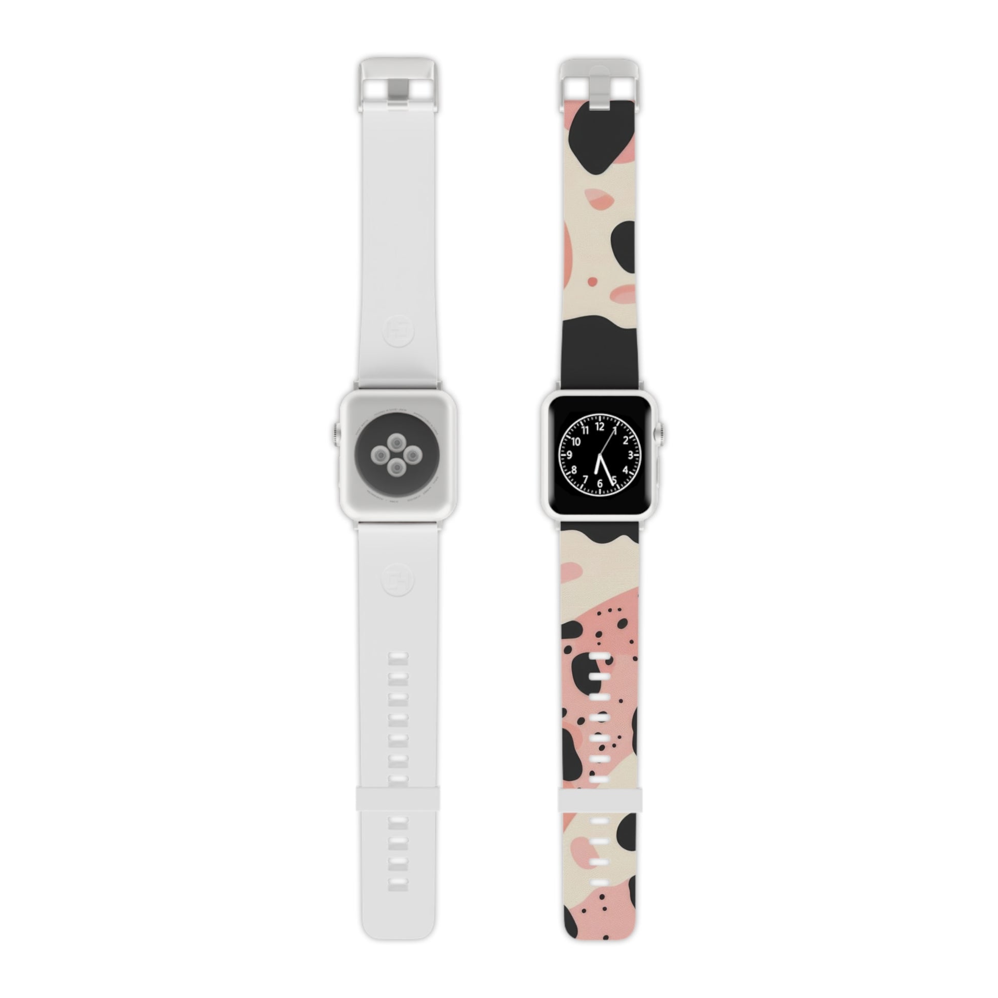 Organic Cow Print Cream and Pink Watch Band for Apple Watch, Artsulli - Art is Long, Life is Short, Accessories, Size, 8'' × 0.75'' / 42 - 44 mm, Color, Silver, , , 86141067217524
