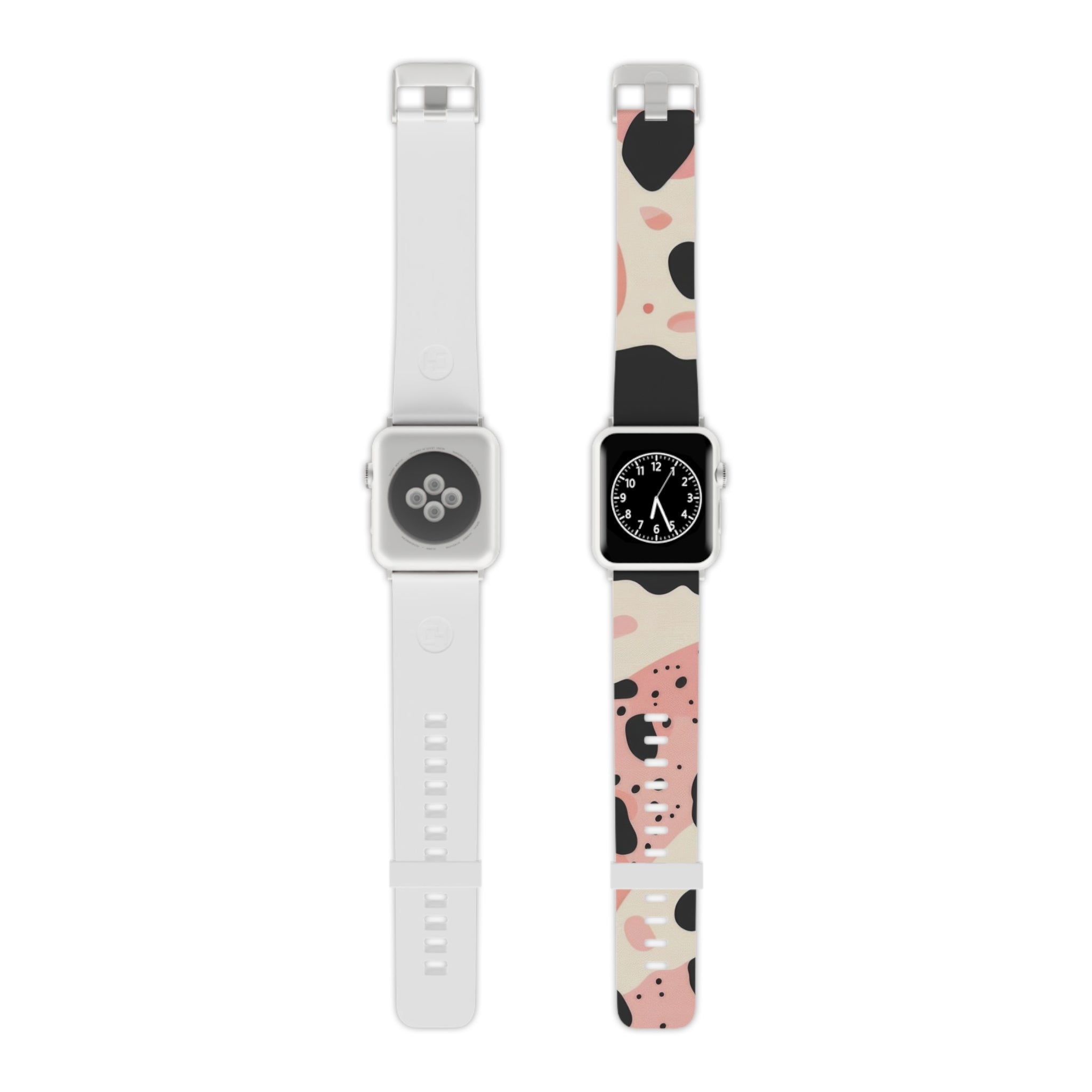 Organic Cow Print Cream and Pink Watch Band for Apple Watch, Artsulli - Art is Long, Life is Short, Accessories, Size, 8'' × 0.75'' / 42 - 44 mm, Color, Silver, , , 86141067217524