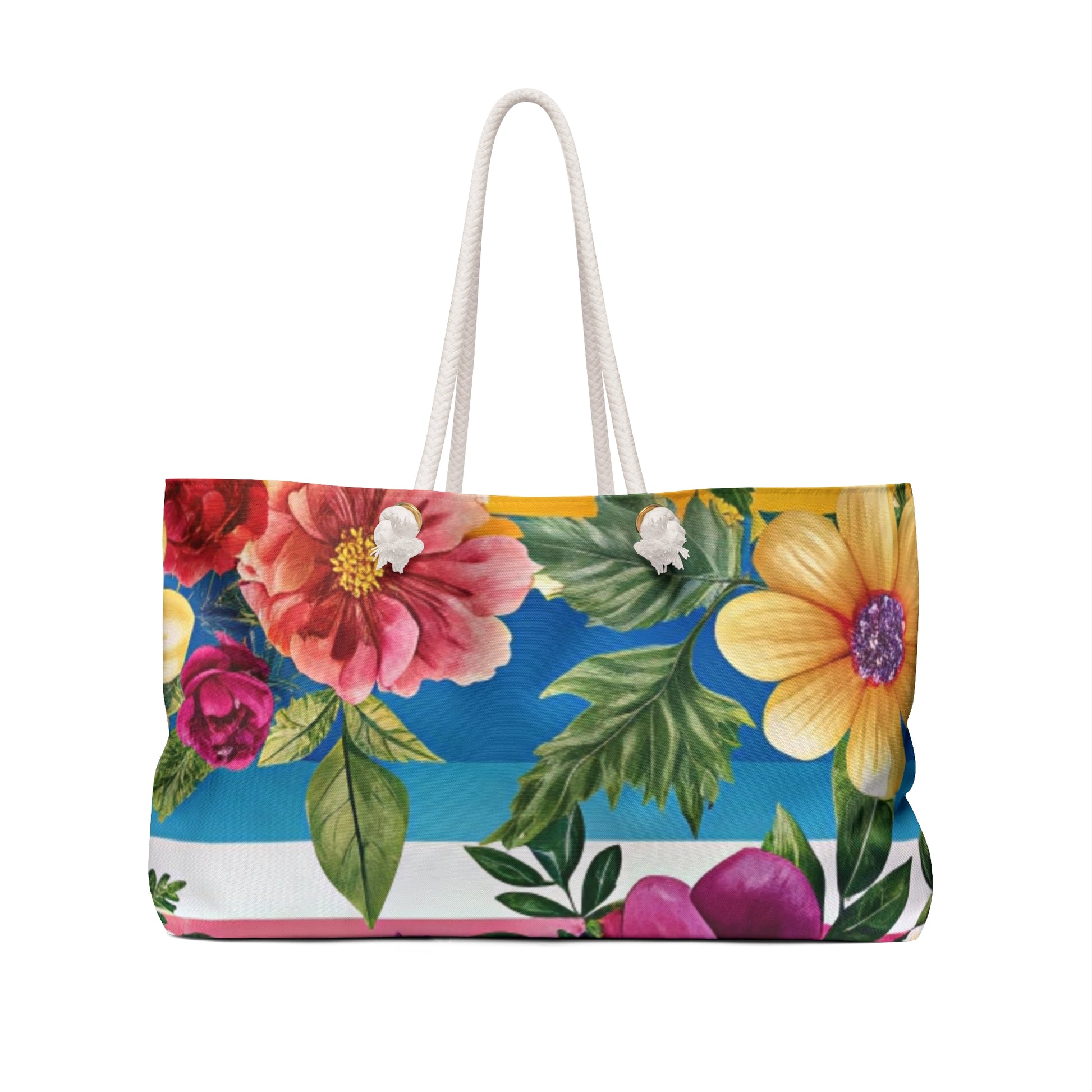 Floral Stripe 4K Weekender Bag, Artsulli - Art is Long, Life is Short, Bags, , , , , , , 