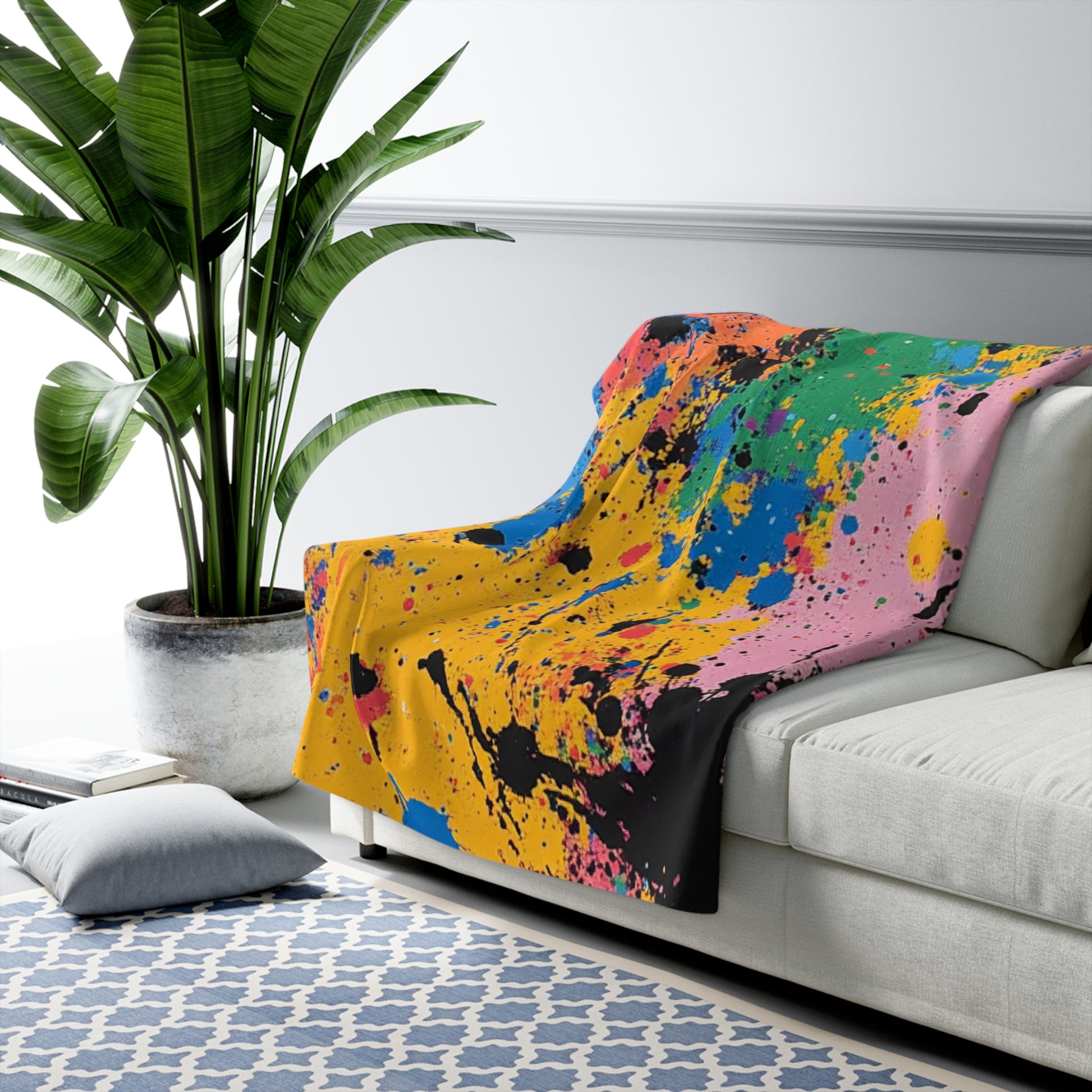 The Colors Of Paint Splatter Sherpa Fleece Blanket, Artsulli - Art is Long, Life is Short, Home Decor, , , , , , , 