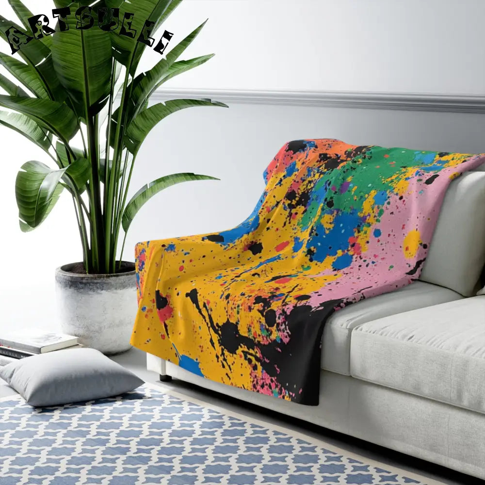 JAKKOUTTHEBXX The Colors Of Paint Splatter Sherpa Fleece Blanket