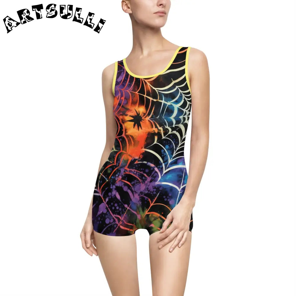 JAKKOUTTHEBXX Colorful Spider Web One-Piece Swimsuit 2025