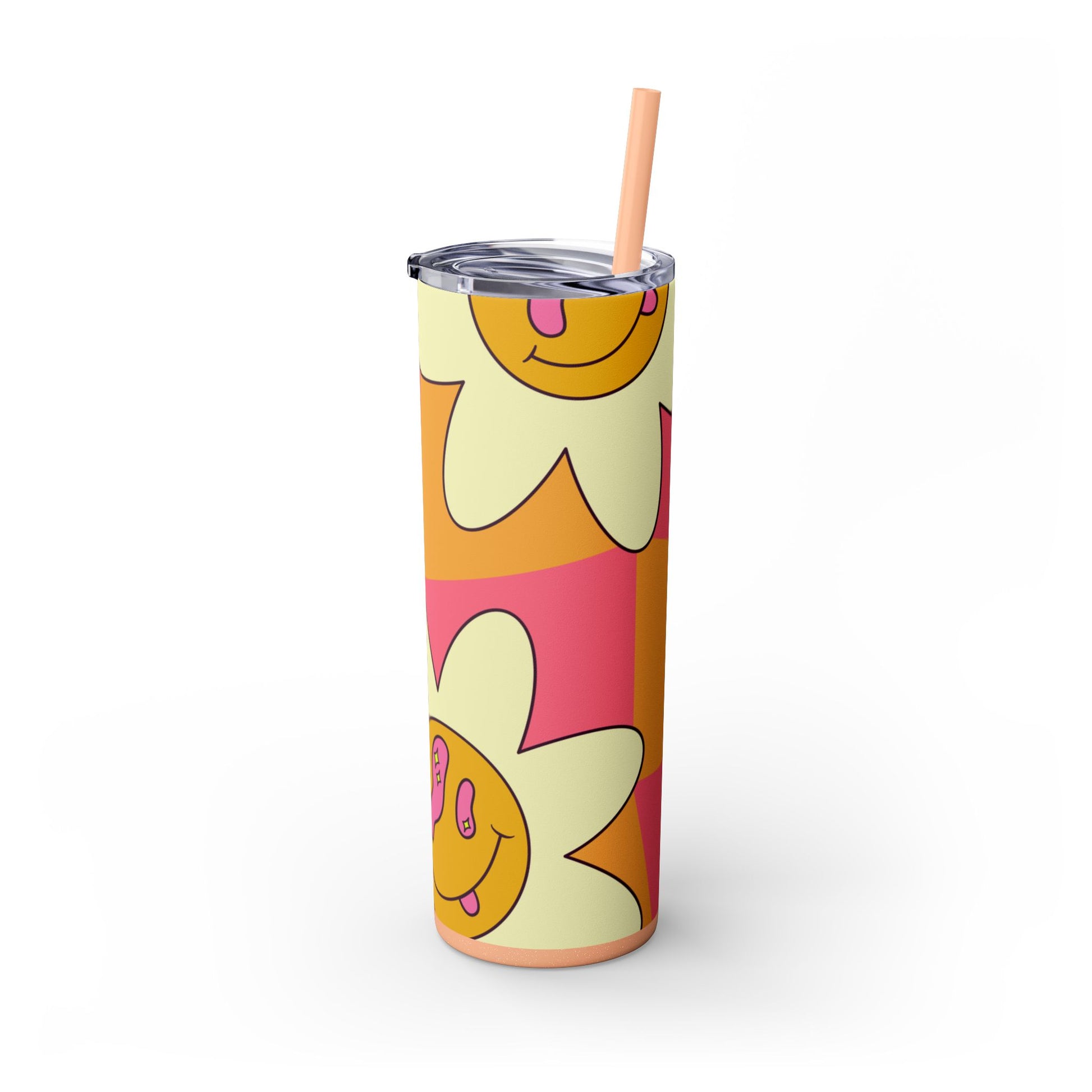 Trippy Sour Face Rave Skinny Tumbler with Straw, 20oz, Artsulli - Art is Long, Life is Short, Mug, , , , , , , 