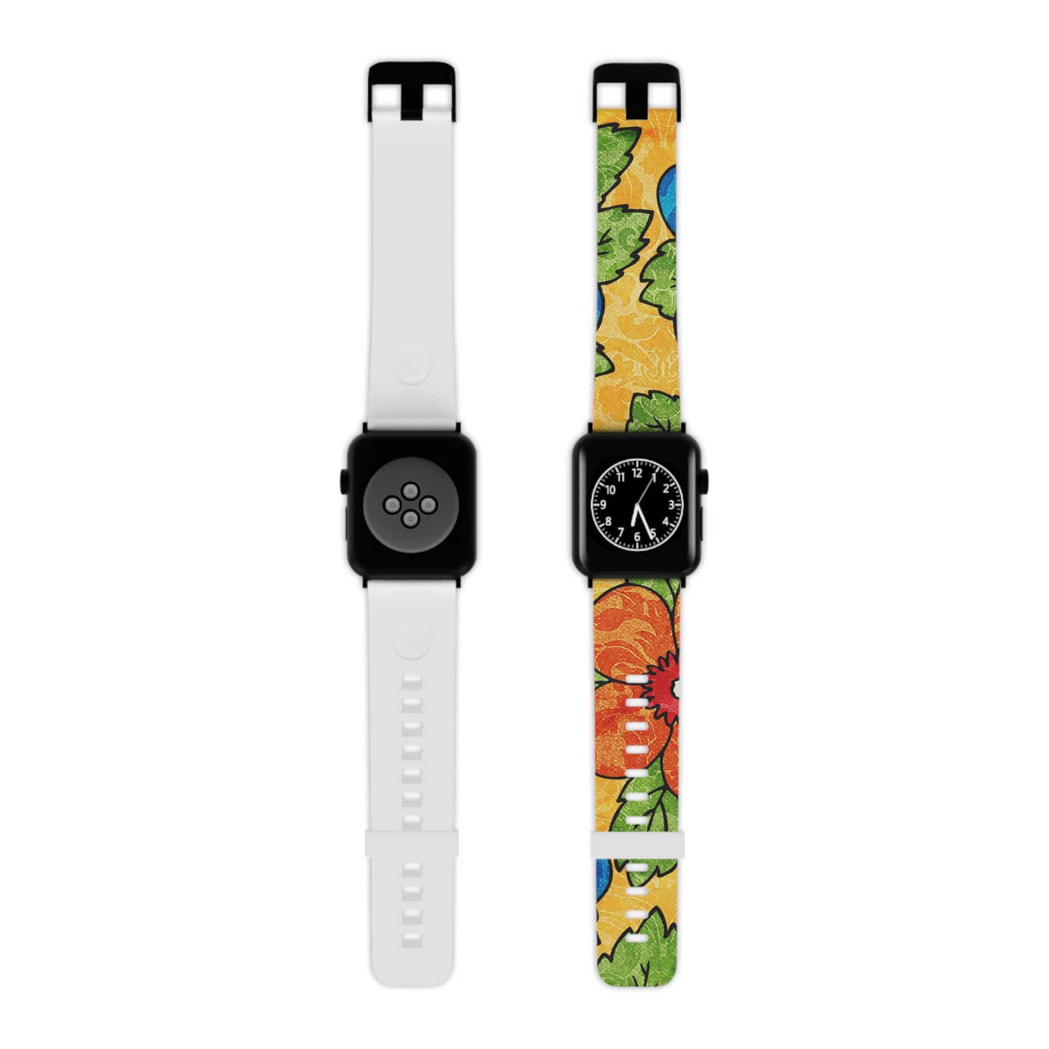 Groovy Yellow Floral Kl Watch Band for Apple Watch, Artsulli - Art is Long, Life is Short, Accessories, Size, 7.5'' × 0.75'' / 42 - 44 mm, Color, Black, , , 13465111827345085350