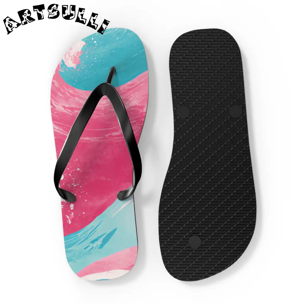 JAKKOUTTHEBXX The Great Pastelwave Pink and Blue Flip Flops