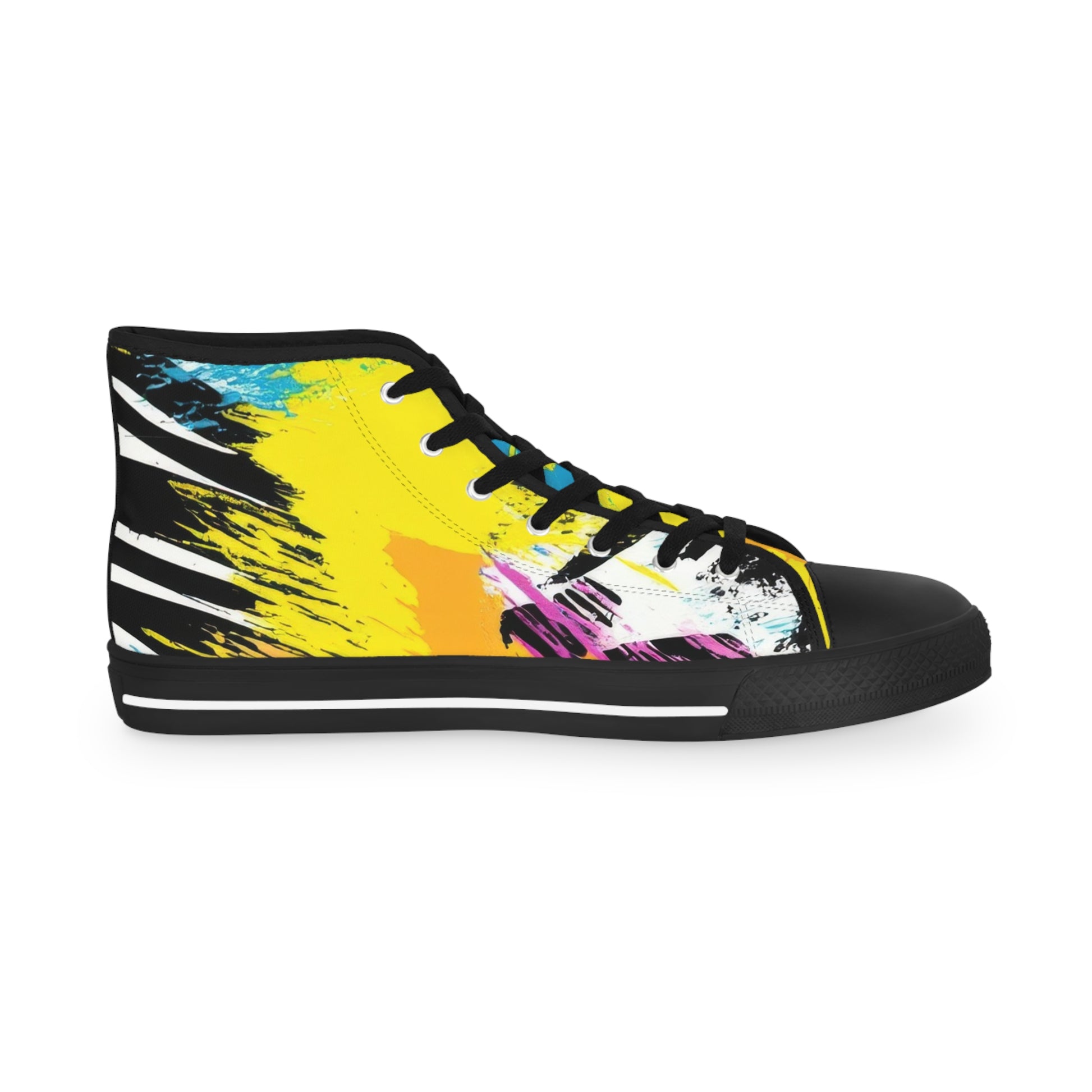 Zebra Stripes x Leopard Print x Paint Splatter Multi-Color Men's High Top Sneakers, Artsulli - Art is Long, Life is Short, Shoes, , , , , , , 