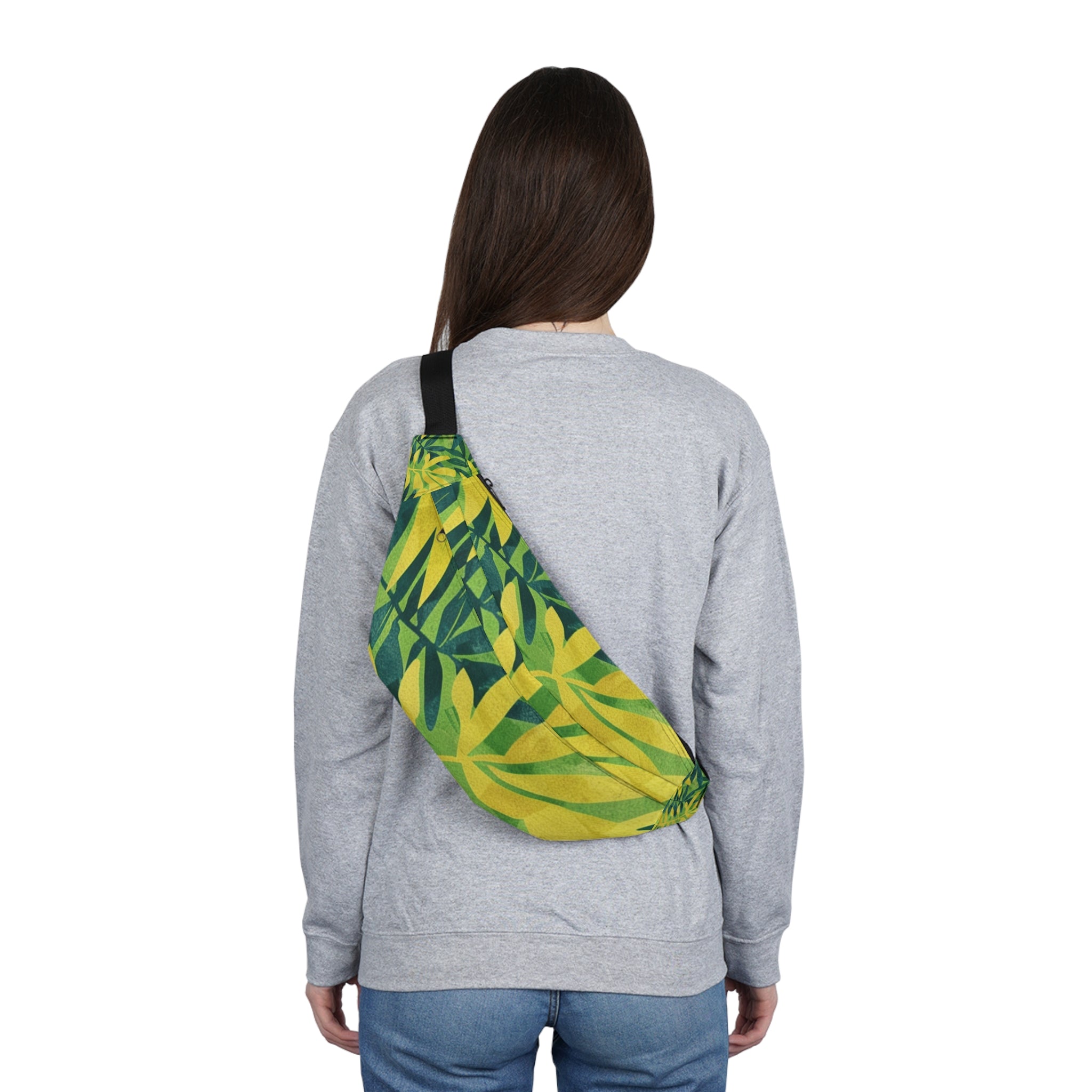 Green Leaf x Yellow Leaf x Tropical x Jungle Large Fanny Pack, Artsulli - Art is Long, Life is Short, Bags, , , , , , , 