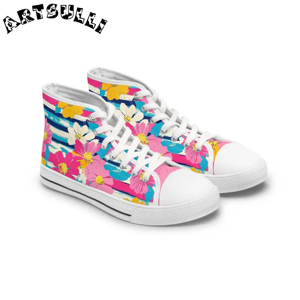JAKKOUTTHEBXX Dayglo Floral Stripes Multi-Color Women’s High Top