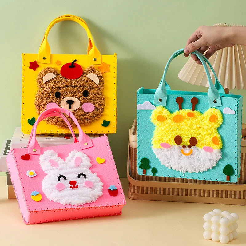 DIY Felt Animal Bag Craft Set Beginners Handmade Craft Art Toys for Kids Girl Sewing Craft Kit Making Supplies Learn To Sew