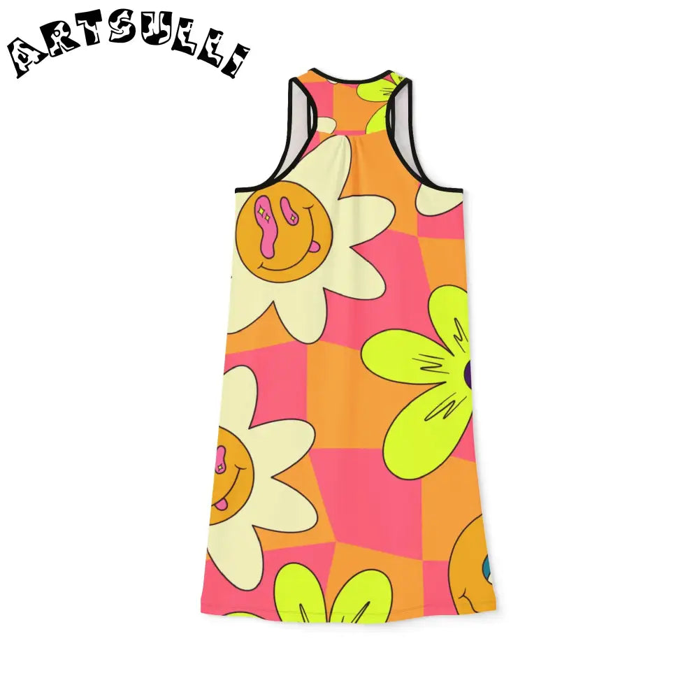 JAKKOUTTHEBXX Trippy Sour Face Rave Women’s Racerback Dress (AOP)