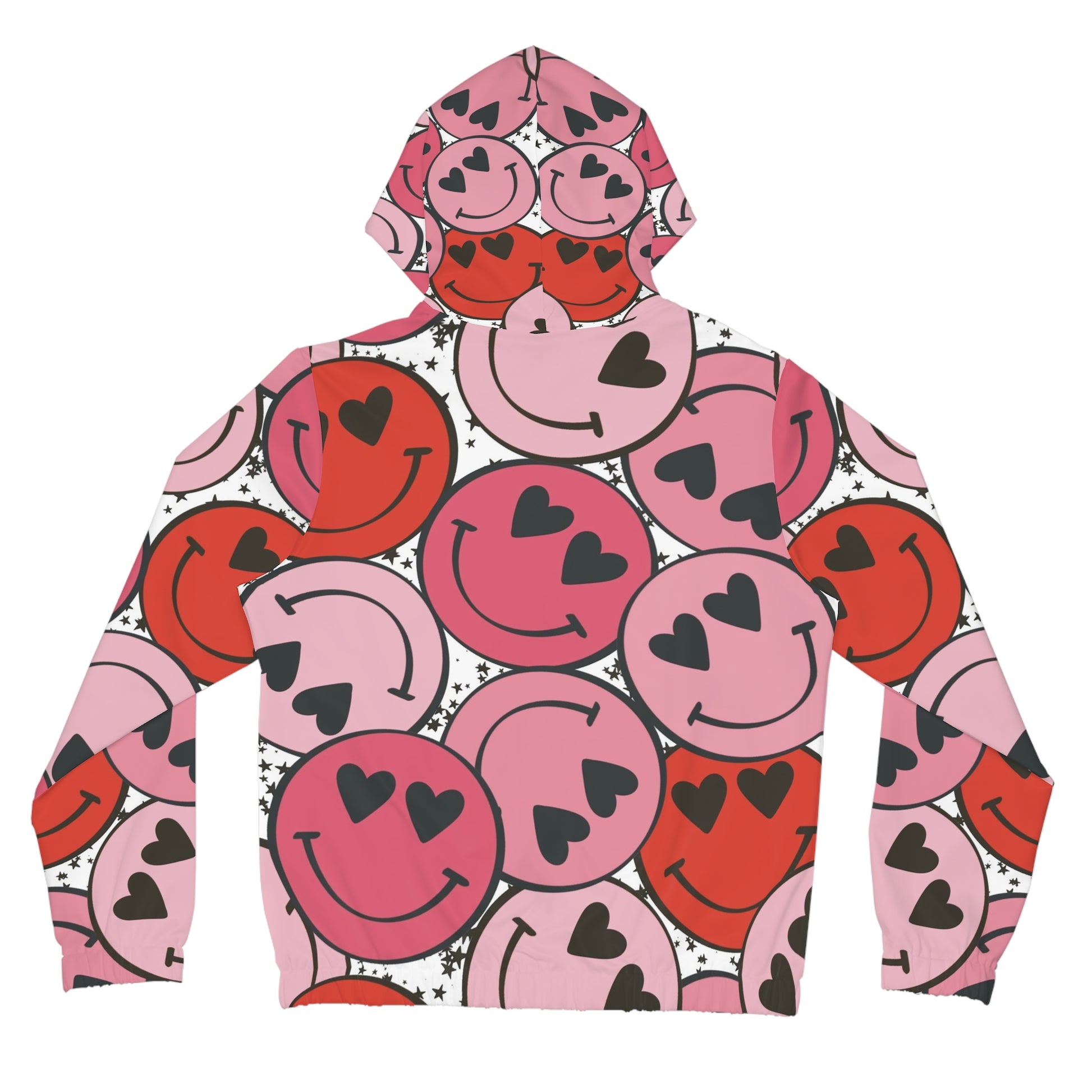 Smiley Face x Heart Eyes Pink and Red Women’s Full-Zip Hoodie (AOP), Artsulli - Art is Long, Life is Short, All Over Prints, , , , , , , 