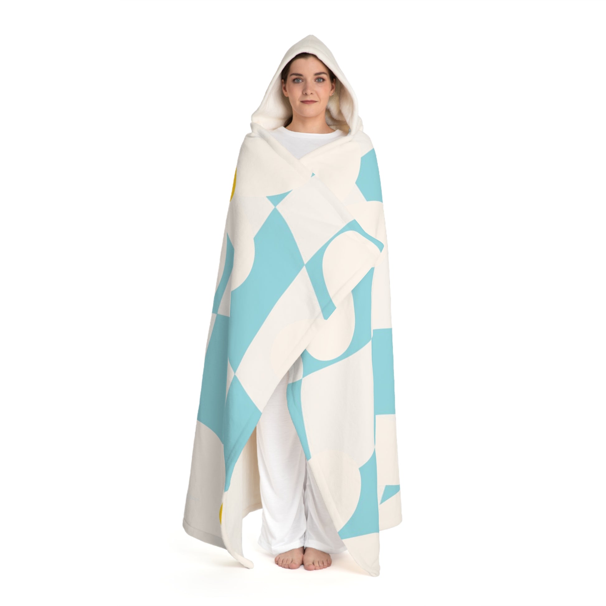 Trippy Check Garden Hooded Sherpa Fleece Blanket, Artsulli - Art is Long, Life is Short, All Over Prints, , , , , , , 