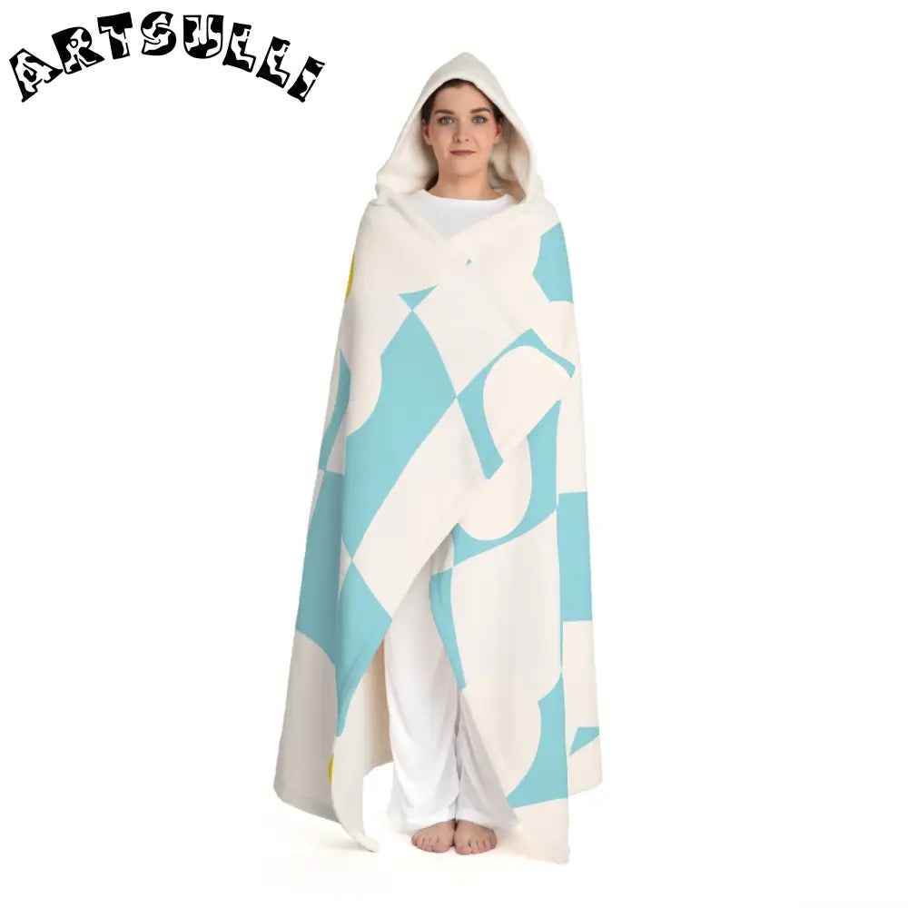 JAKKOUTTHEBXX Trippy Check Garden Hooded Sherpa Fleece Blanket