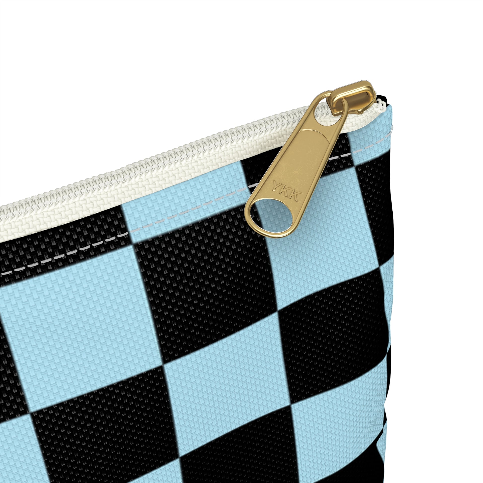 Checkerboard Black and Blue Accessory Pouch, Artsulli - Art is Long, Life is Short, Bags, , , , , , , 