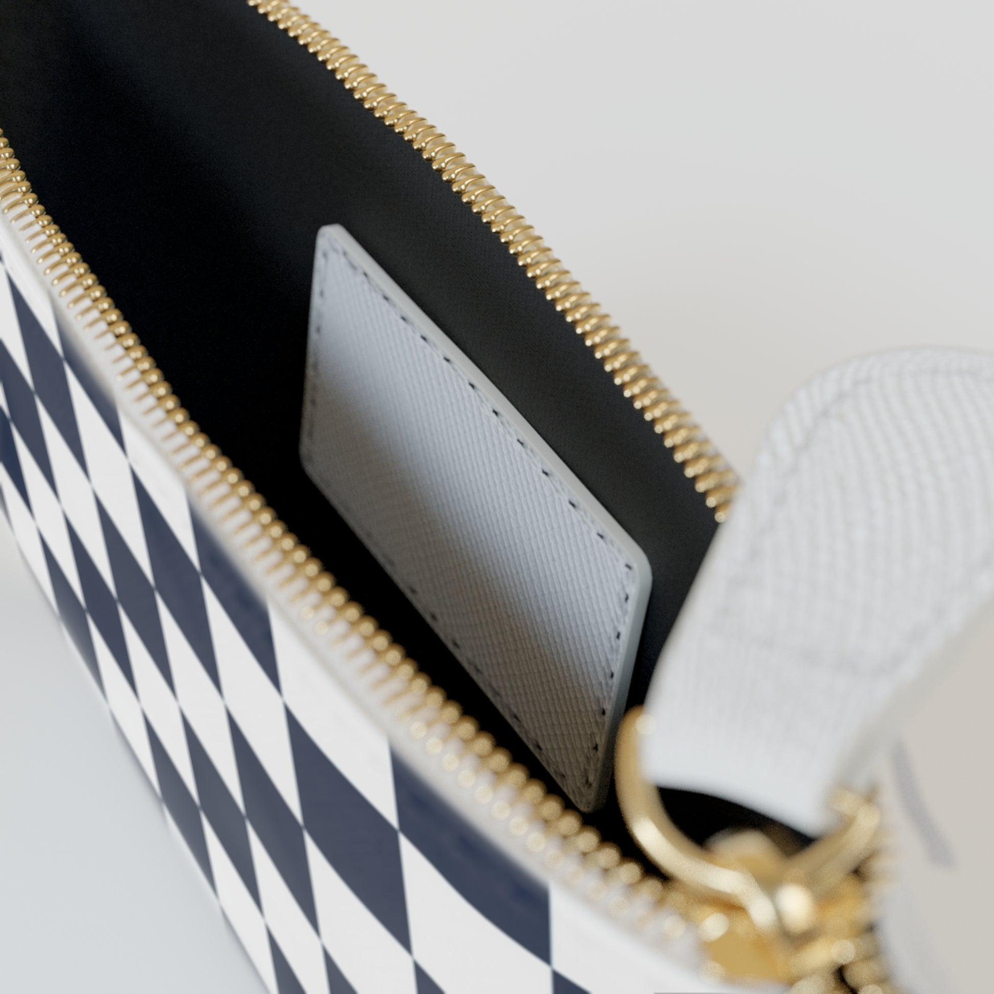 Checkerboard White and Navy Blue Mini Clutch Bag, Artsulli - Art is Long, Life is Short, Bags, , , , , , , 