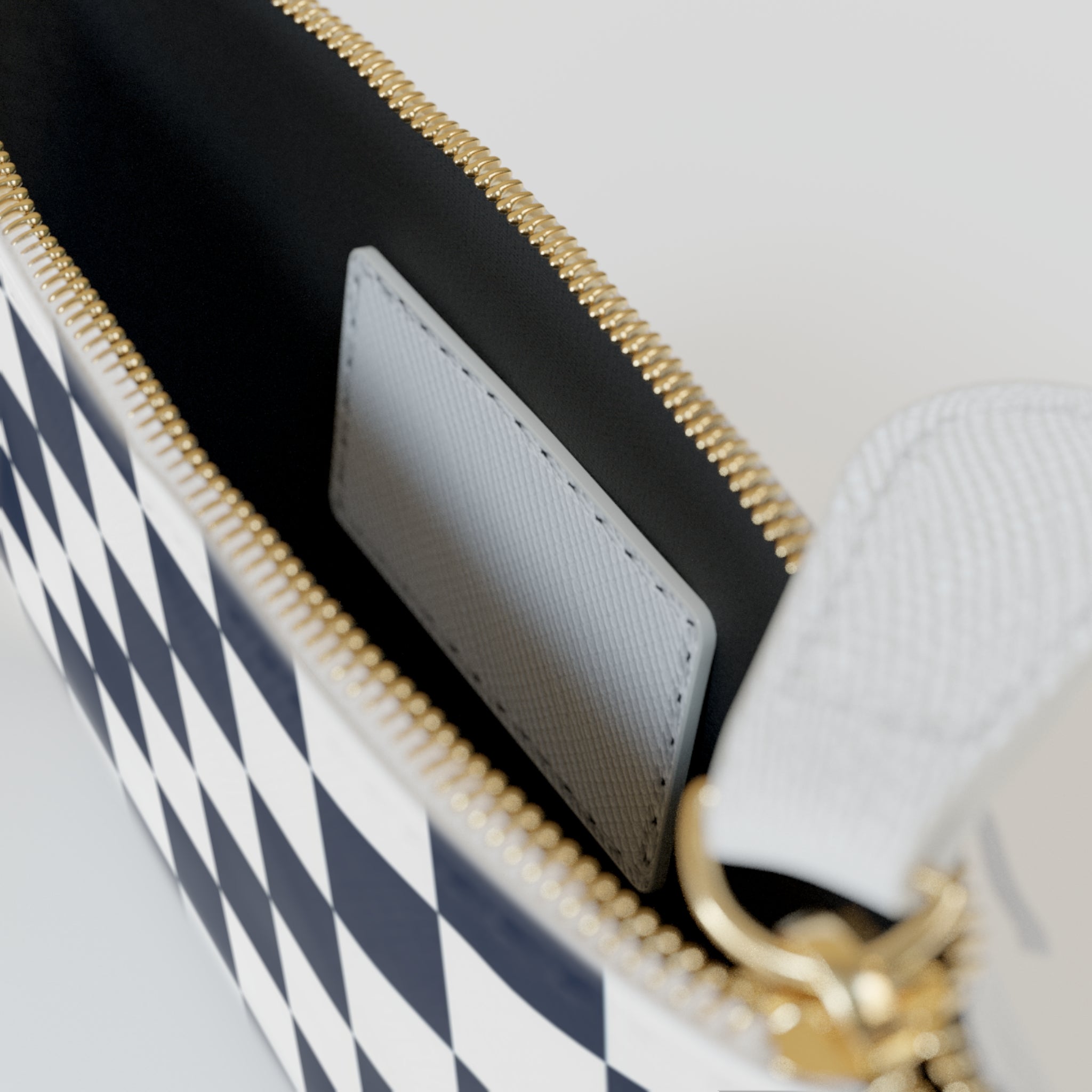 Checkerboard White and Navy Blue Mini Clutch Bag, Artsulli - Art is Long, Life is Short, Bags, , , , , , , 