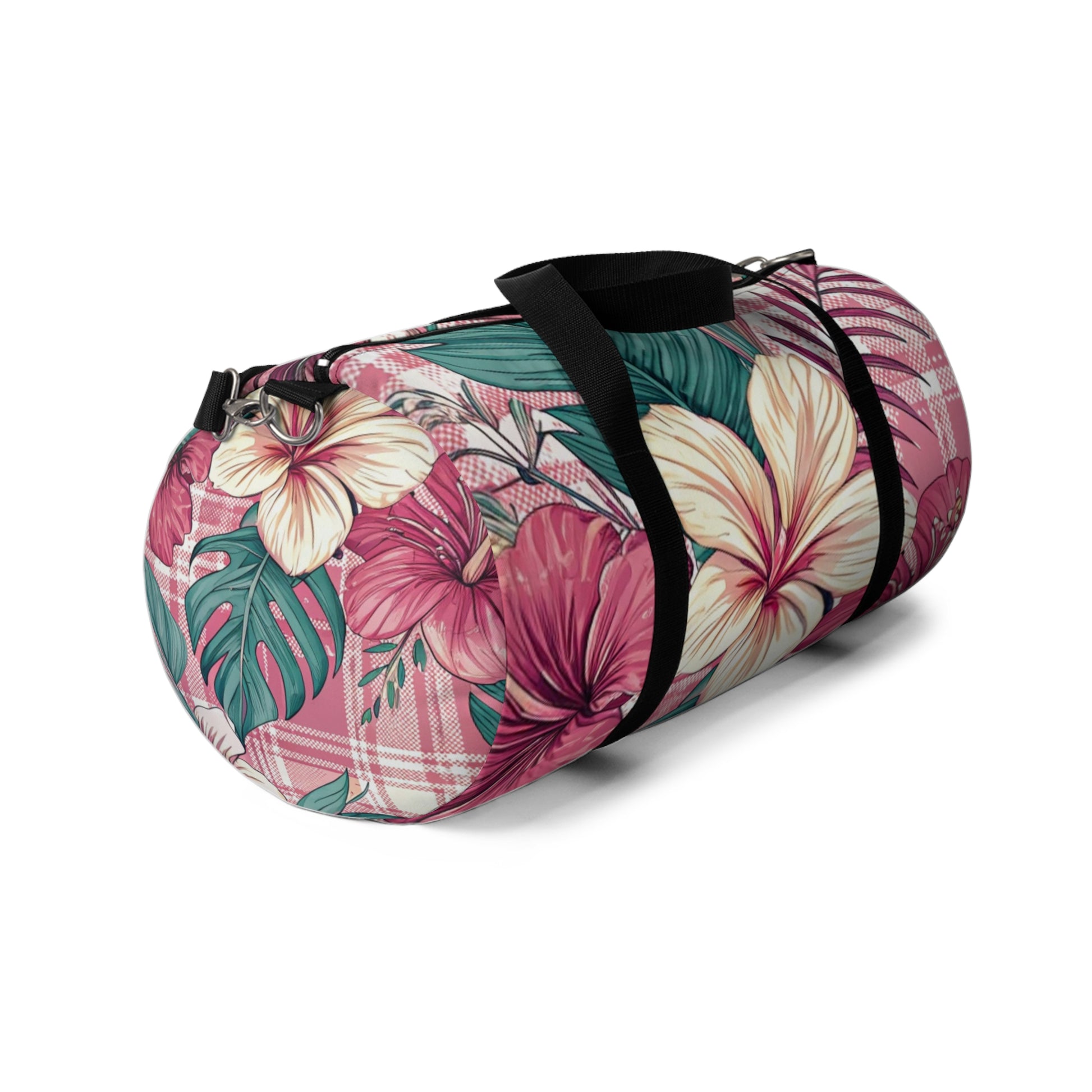Plaid x Floral Burgundy and Green Duffel Bag, Artsulli - Art is Long, Life is Short, Bags, , , , , , , 