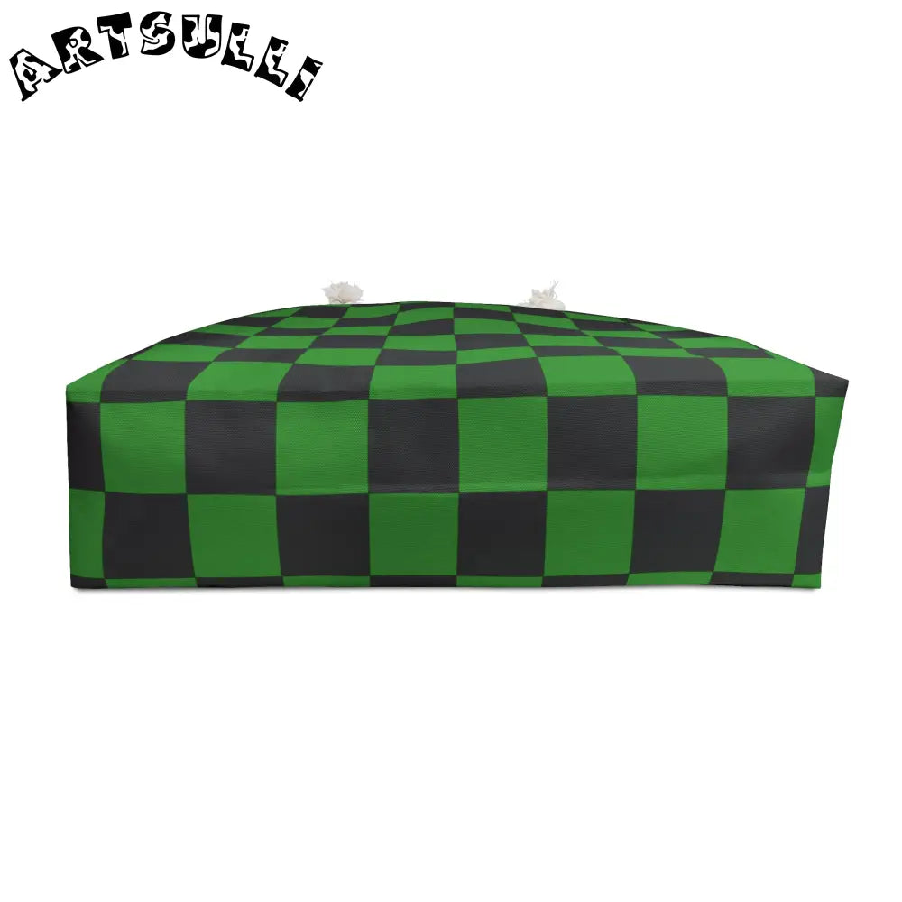 JAKKOUTTHEBXX Checkerboard Green and Black Weekender Bag