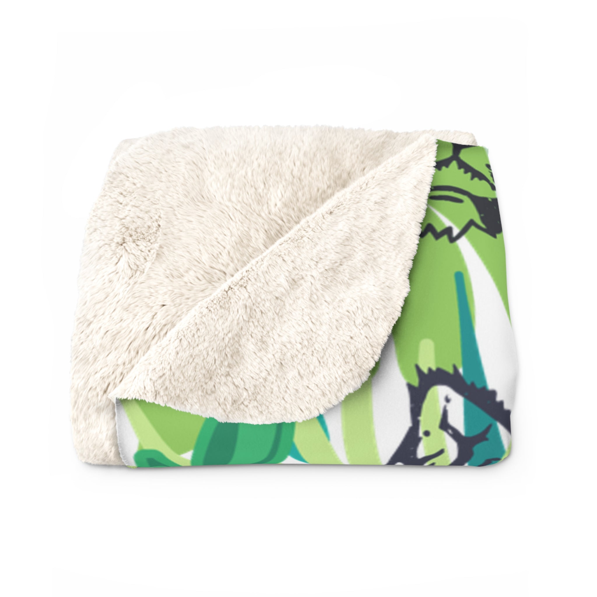 Tropical Jungle Tigers Green Sherpa Fleece Blanket, Artsulli - Art is Long, Life is Short, Home Decor, , , , , , , 
