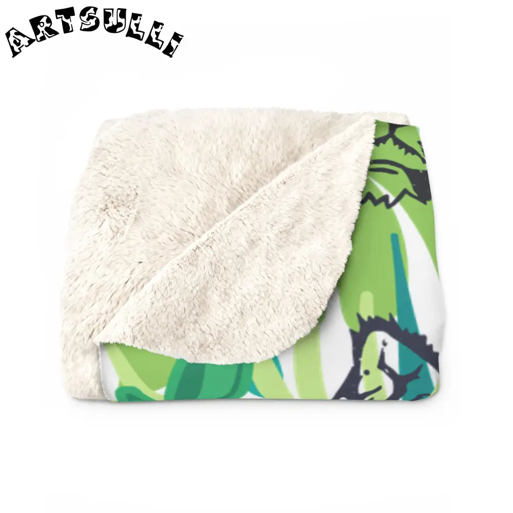 JAKKOUTTHEBXX Tropical Jungle Tigers Green Sherpa Fleece Blanket