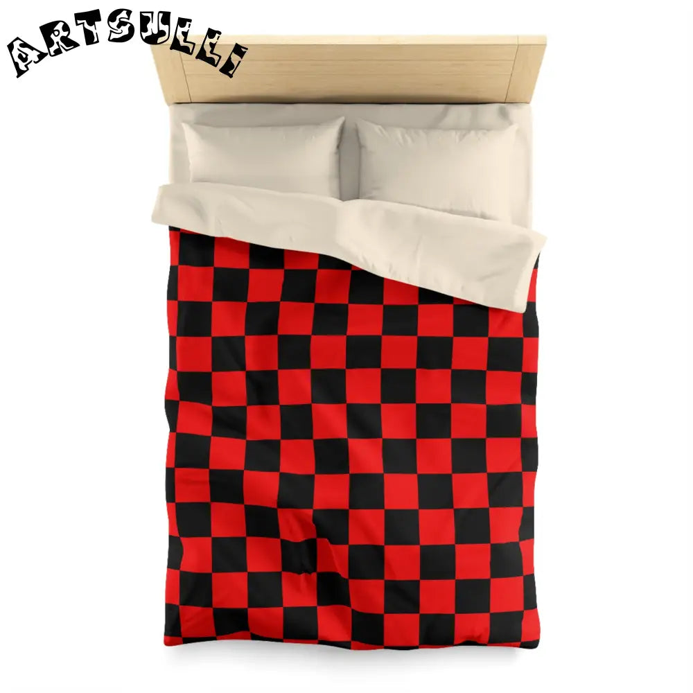 JAKKOUTTHEBXX Checkerboard Red and Black Microfiber Duvet Cover