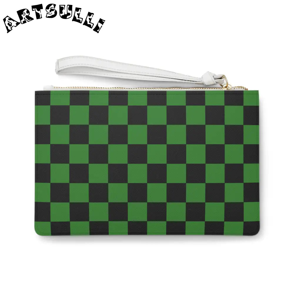 JAKKOUTTHEBXX Checkerboard Green and Black Clutch Bag JAKKOUTTHEBXX