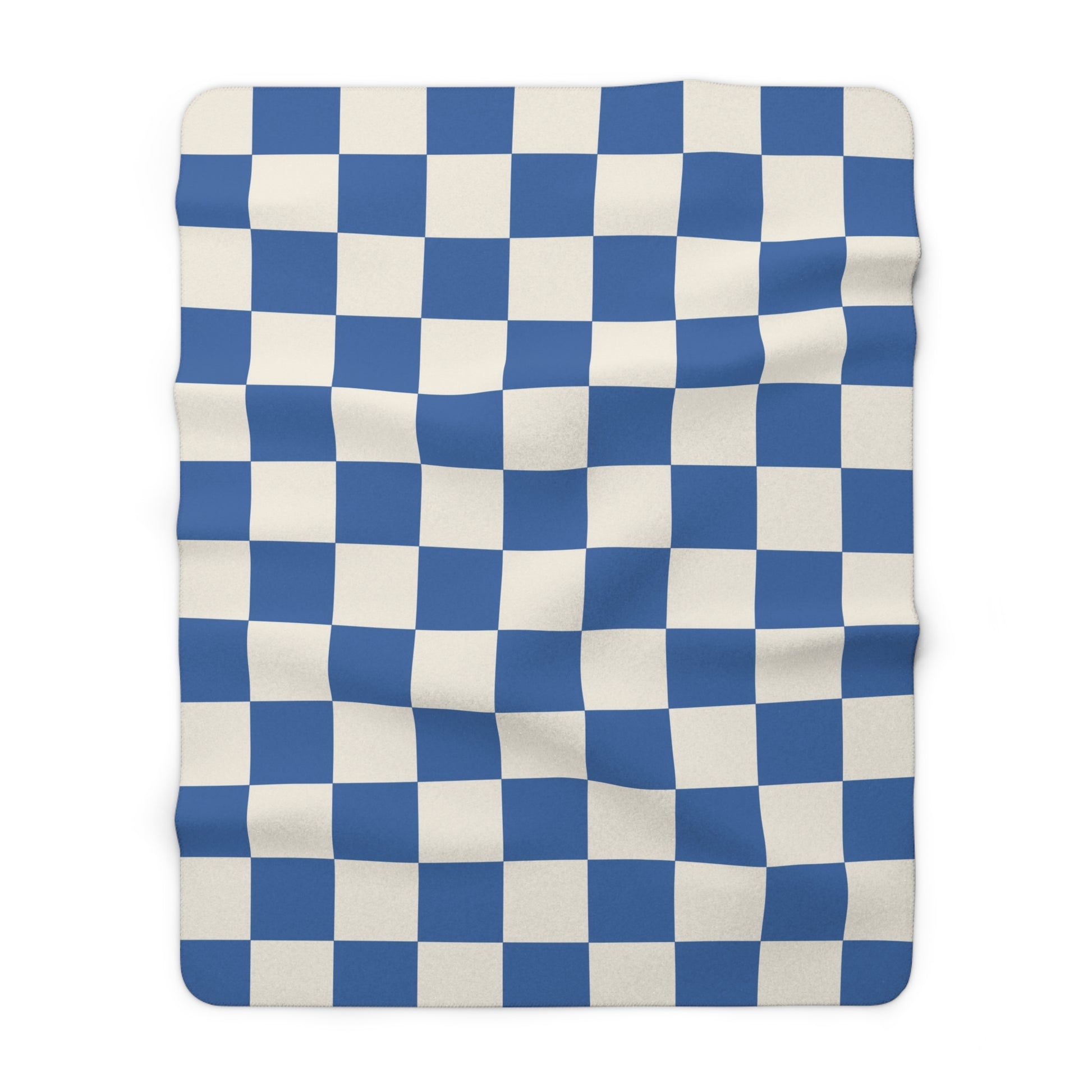 Checkerboard Blue Sherpa Fleece Blanket, Artsulli - Art is Long, Life is Short, Home Decor, Size, 60" × 80", , , , , 29558131681146759538