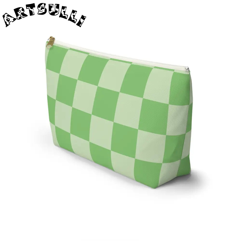 JAKKOUTTHEBXX Checkerboard Green Accessory Pouch w T-bottom
