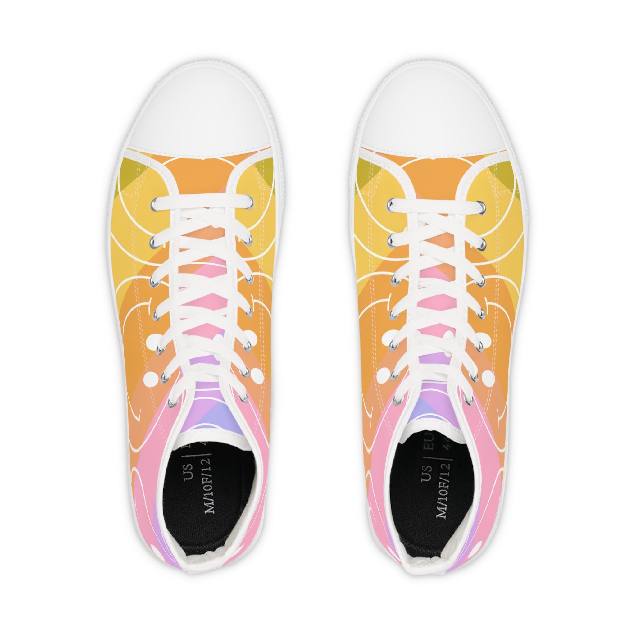 Smiley Face x Rainbow Stripes Men's High Top Sneakers, Artsulli - Art is Long, Life is Short, Shoes, , , , , , , 
