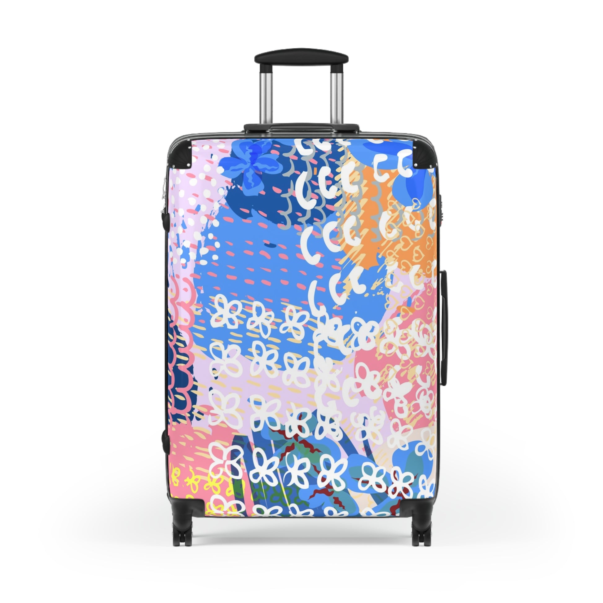 Flowers x Doodles x Hearts Multi-Color Suitcase, Artsulli - Art is Long, Life is Short, Bags, Size, Large, Color, Black, , , 28073121831416080047