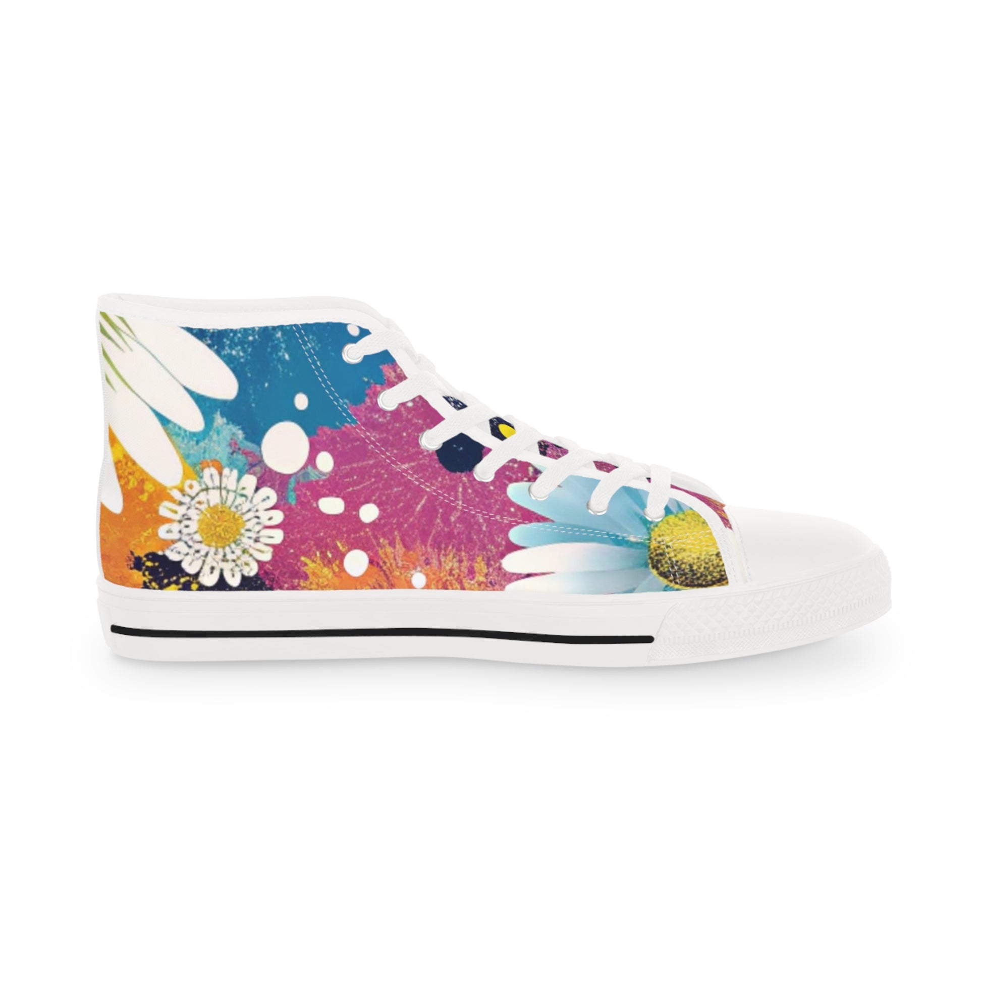 Magical Flower Explosion III Multi-Color Men's High Top Sneakers, Artsulli - Art is Long, Life is Short, Shoes, , , , , , , 