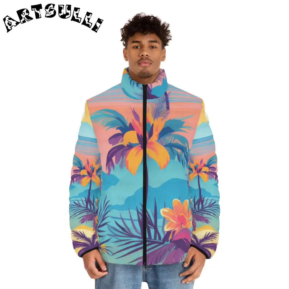 JAKKOUTTHEBXX Sunset Paradise Men’s Puffer Jacket (AOP)