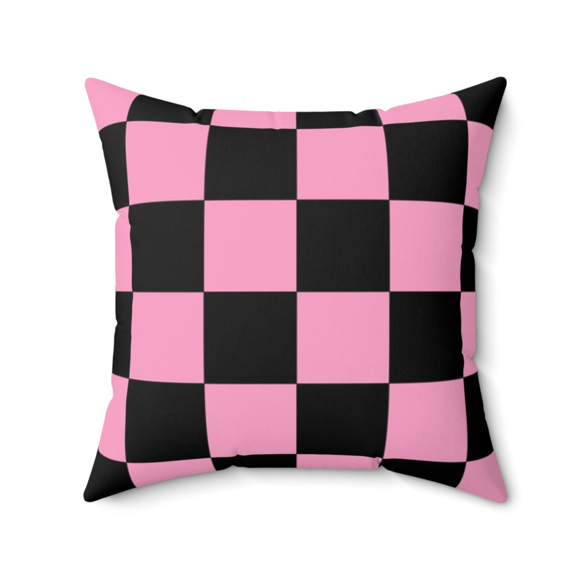 Checkerboard Black and Pink Spun Polyester Square Pillow, Artsulli - Art is Long, Life is Short, Home Decor, Size, 20" × 20", , , , , 23690565300076800775