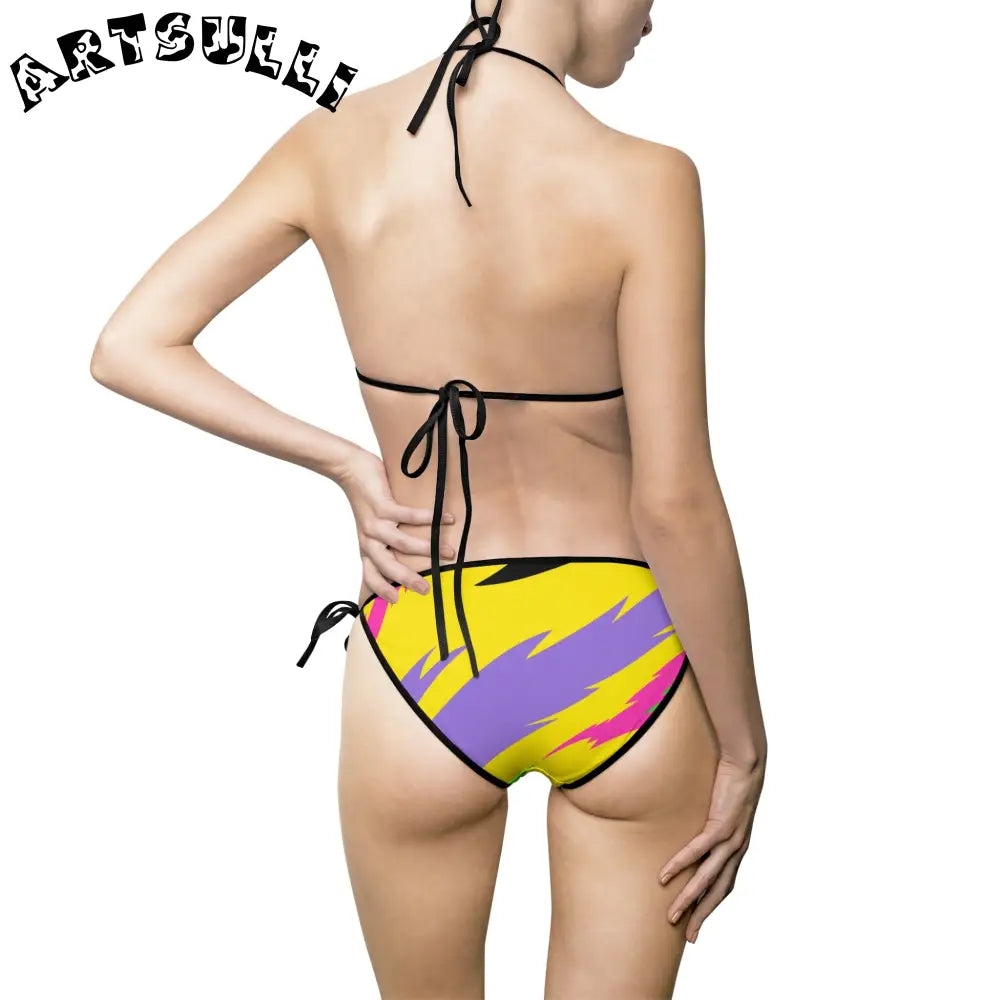 JAKKOUTTHEBXX Illustration Printed Bikini Swimsuit in Muted Pastel Colors 2025