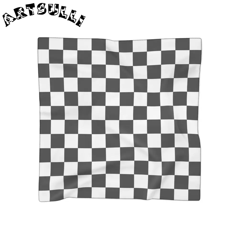 JAKKOUTTHEBXX Checkerboard Black and White Poly Scarf JAKKOUTTHEBXX