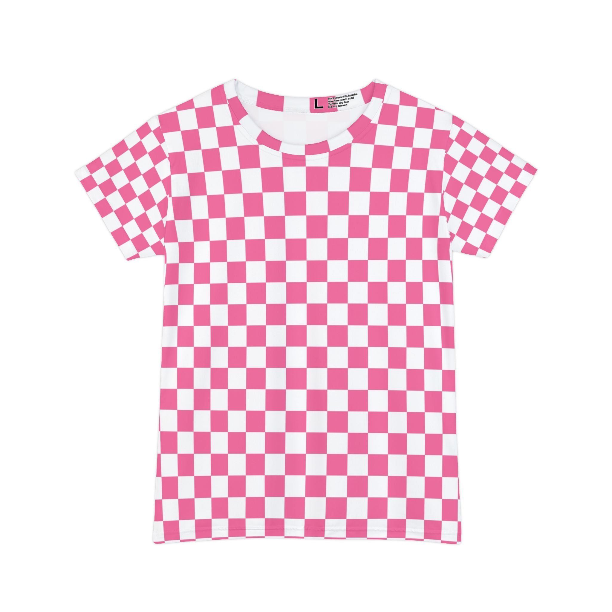 Yuyushiki Pink Check Women's Short Sleeve Shirt (AOP), Artsulli - Art is Long, Life is Short, All Over Prints, Size, XS, , , , , 57054926270385448394