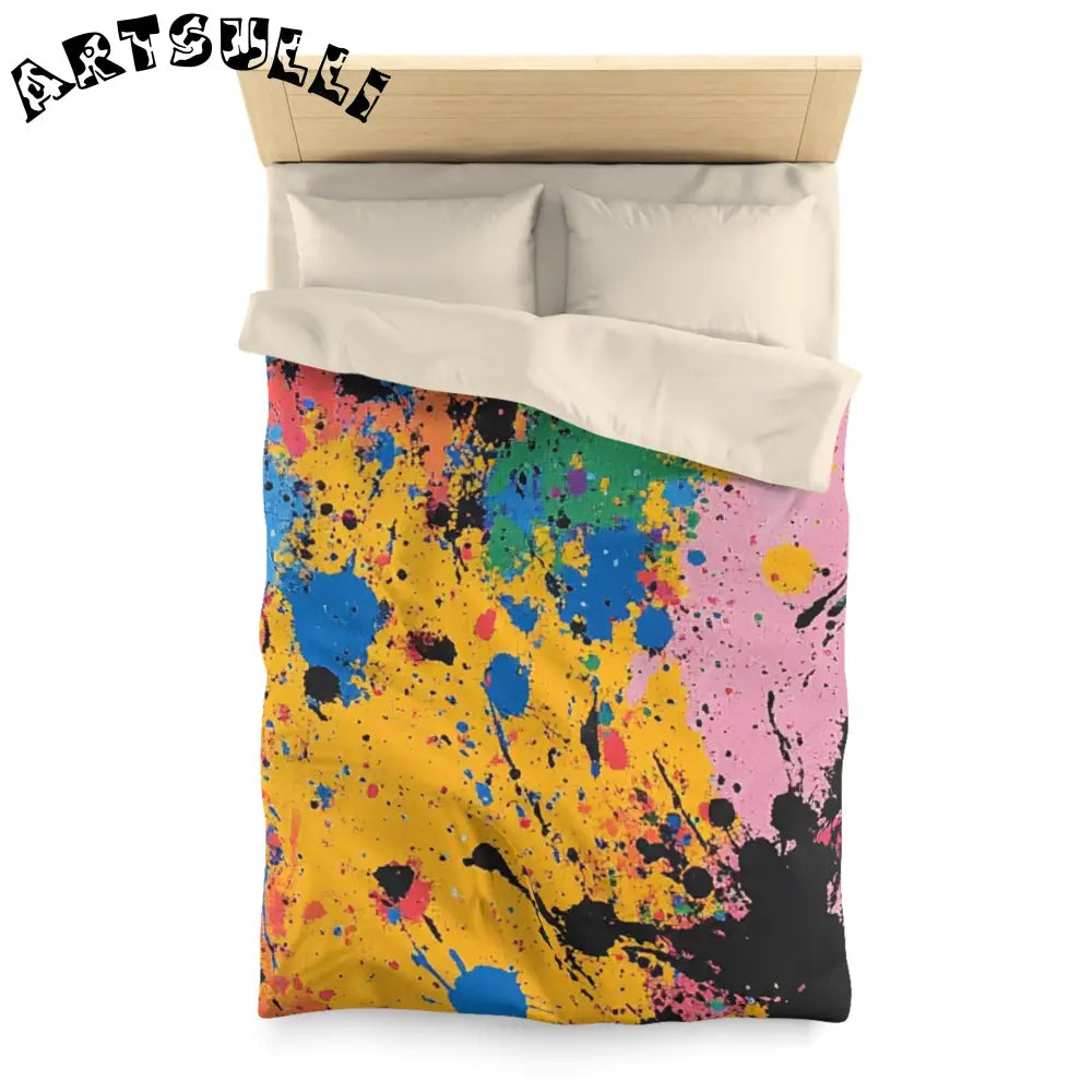 JAKKOUTTHEBXX The Colors Of Paint Splatter Microfiber Duvet Cover