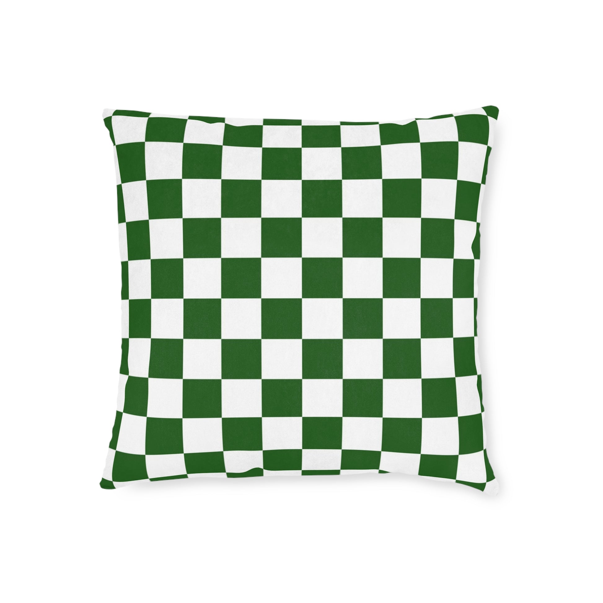Checkerboard White and Dark Green Square Pillow, Artsulli - Art is Long, Life is Short, Home Decor, , , , , , , 