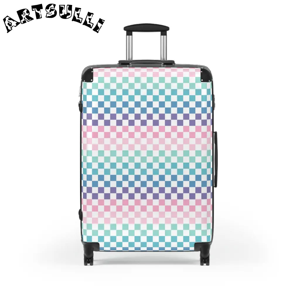 JAKKOUTTHEBXX Vaporwave Rainbow Checkerboard II Multi-Color Suitcase