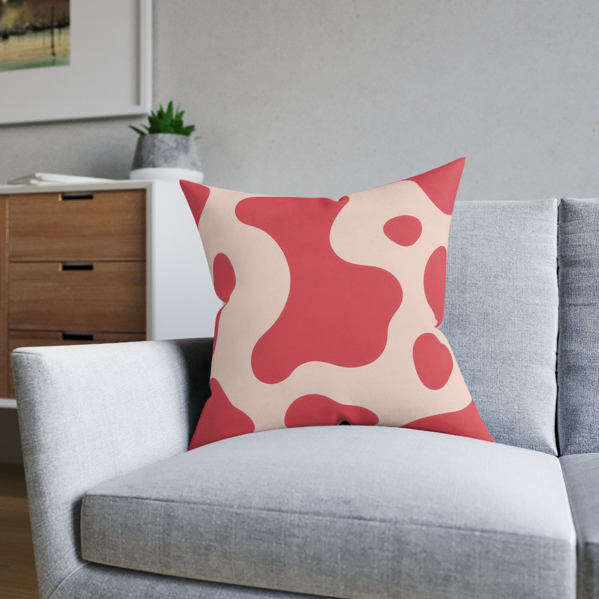 Red Jungle Cow Square Pillow, Artsulli - Art is Long, Life is Short, Home Decor, , , , , , , 