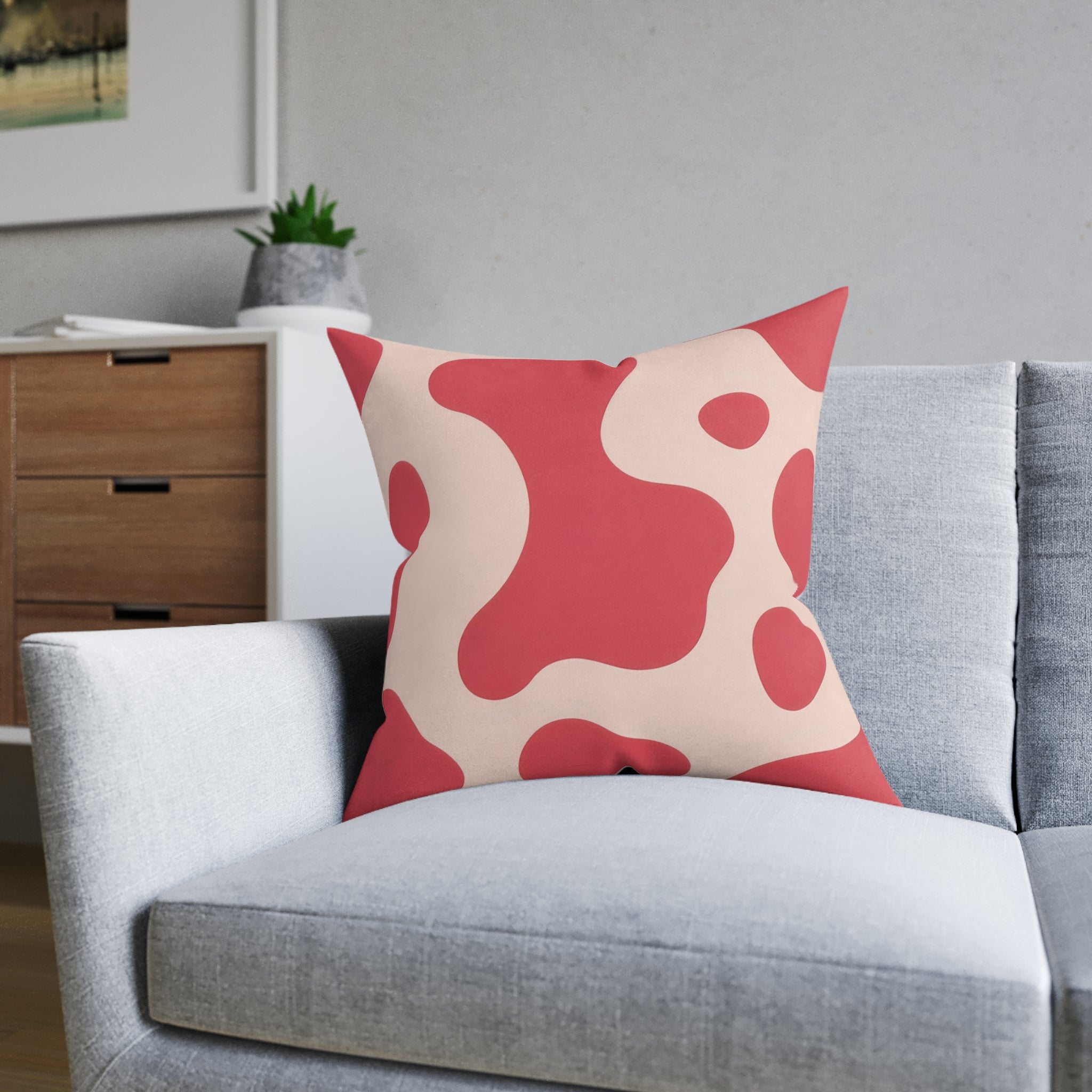 Red Jungle Cow Square Pillow, Artsulli - Art is Long, Life is Short, Home Decor, , , , , , , 