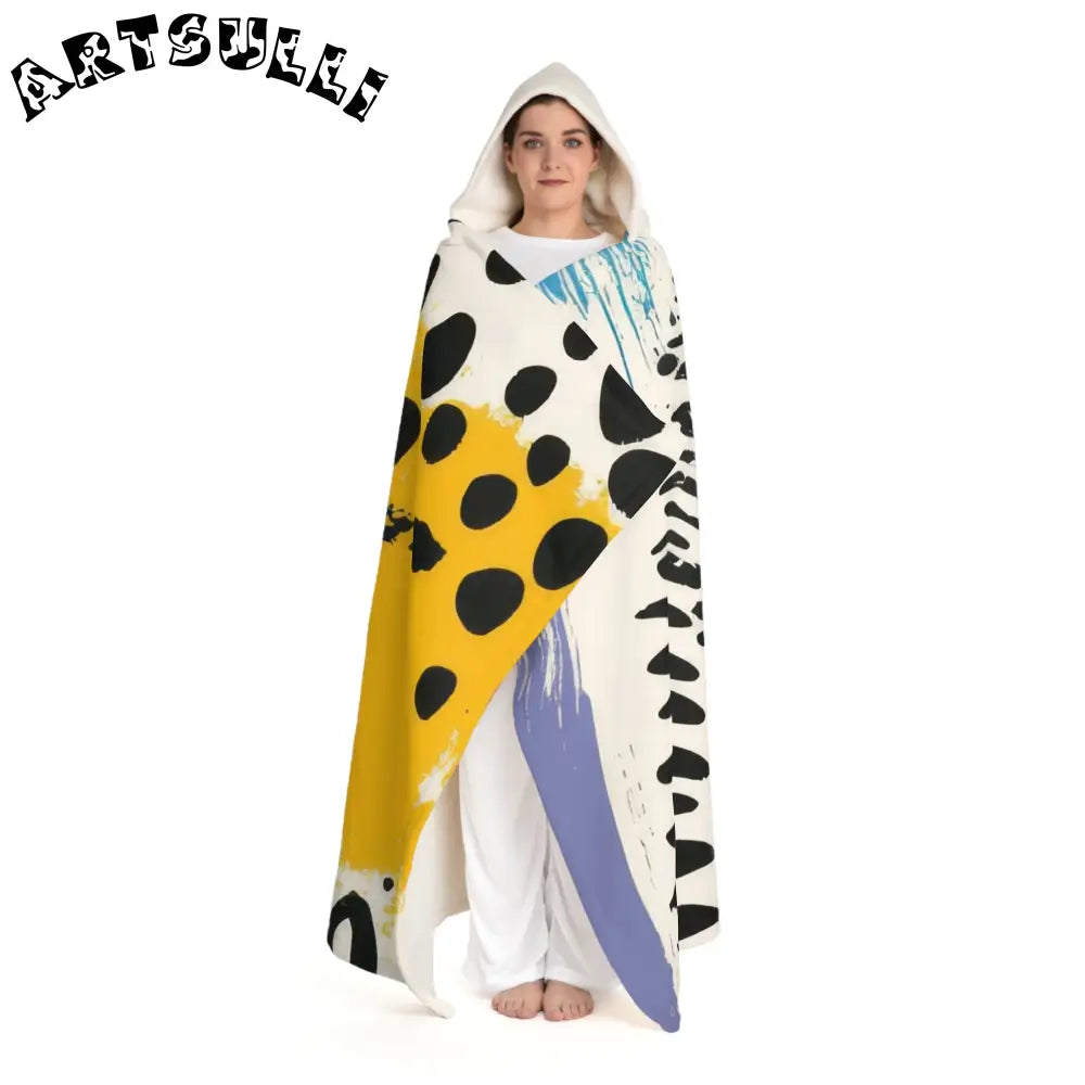 JAKKOUTTHEBXX Rae Zebra Rhapsody Hooded Sherpa Fleece Blanket