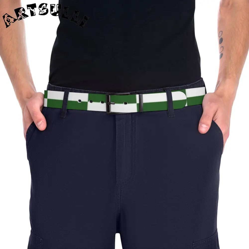 JAKKOUTTHEBXX Checkerboard White and Dark Green Belt JAKKOUTTHEBXX