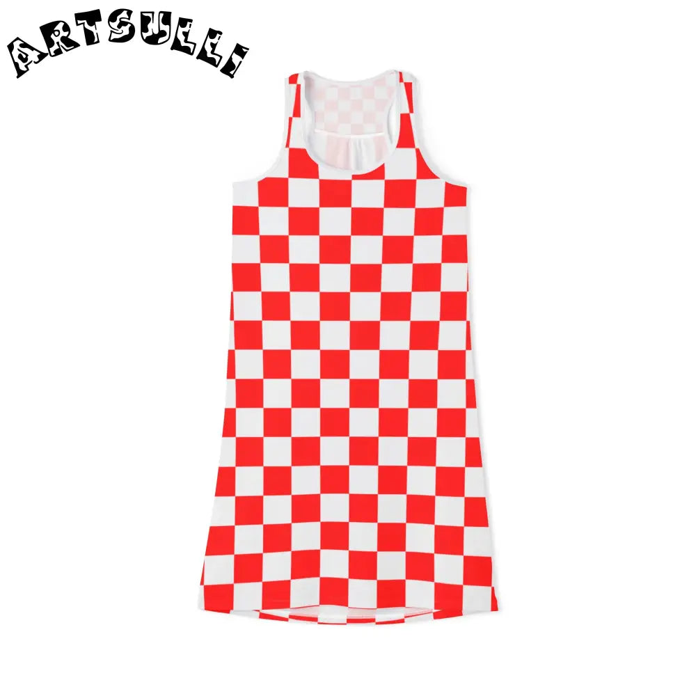 JAKKOUTTHEBXX Checkerboard Red and White Women’s Racerback Dress