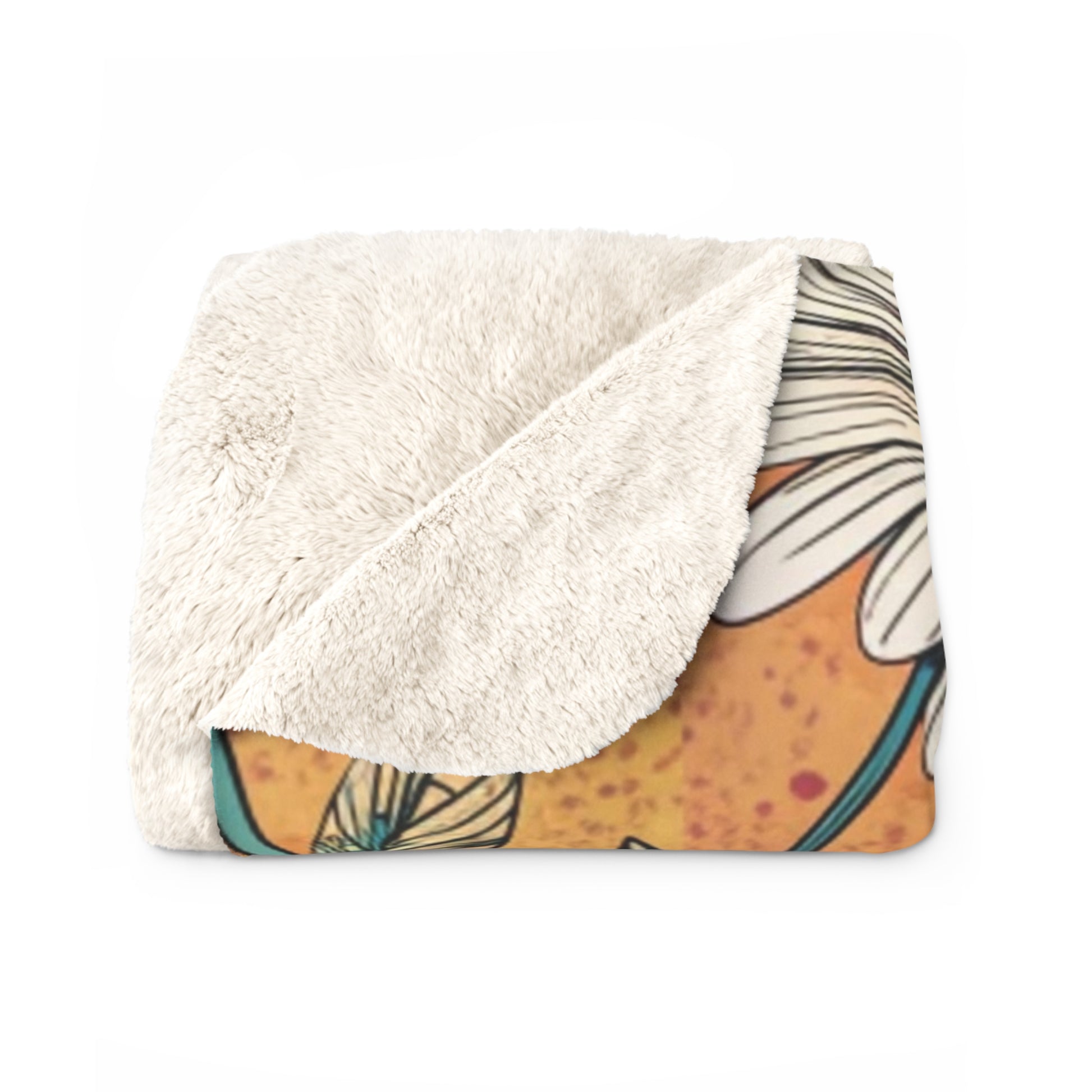Retro Daisy Dream Sherpa Fleece Blanket, Artsulli - Art is Long, Life is Short, Home Decor, , , , , , , 