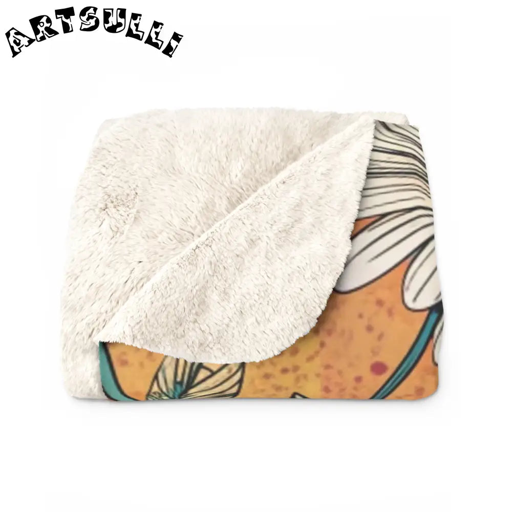 JAKKOUTTHEBXX Retro Daisy Dream Sherpa Fleece Blanket JAKKOUTTHEBXX