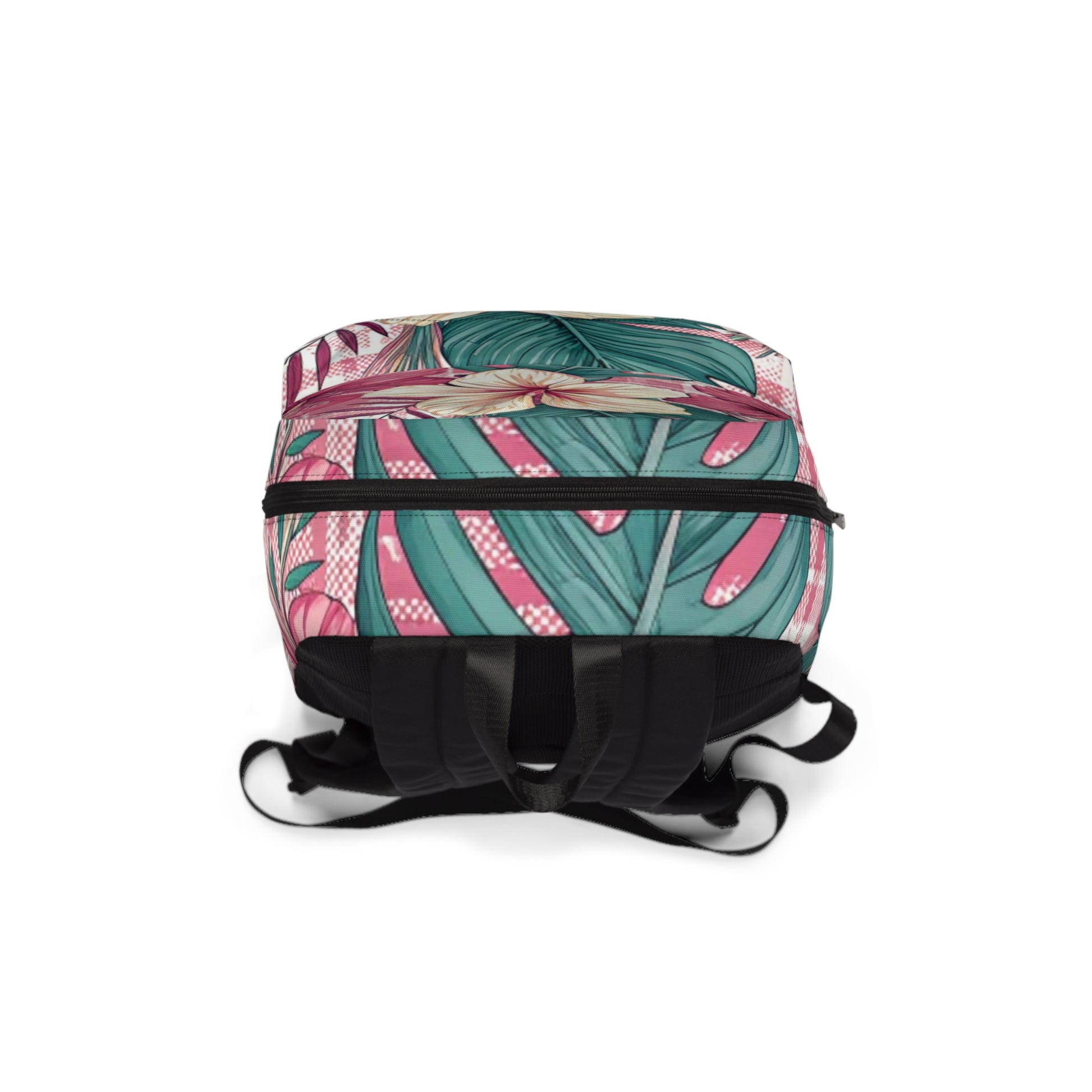Plaid x Floral Burgundy and Green Unisex Classic Backpack, Artsulli - Art is Long, Life is Short, Bags, , , , , , , 
