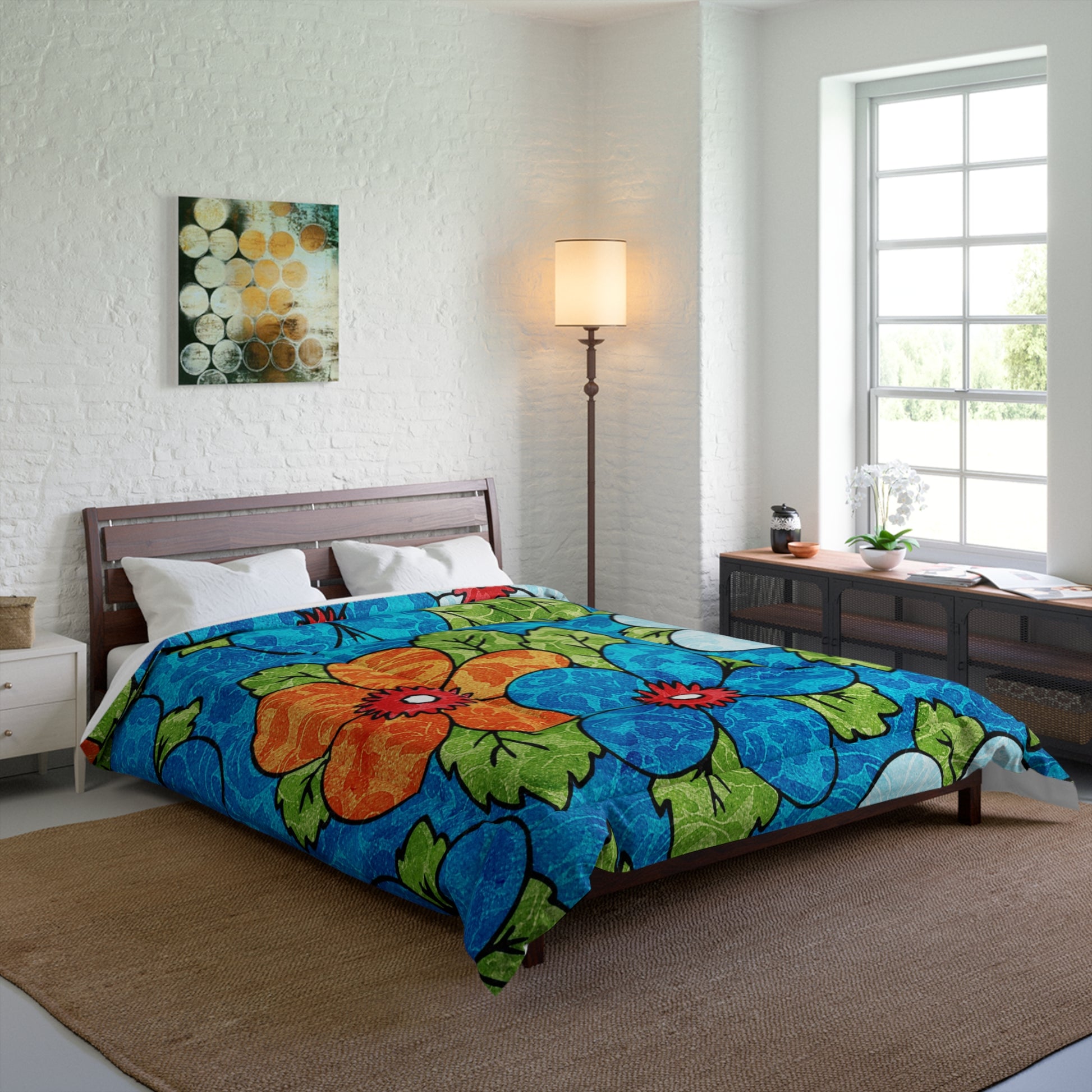 Blue Orange Groovy Comforter, Artsulli - Art is Long, Life is Short, Home Decor, , , , , , , 