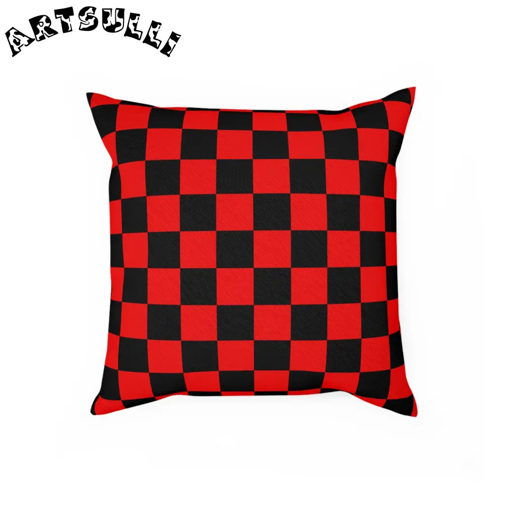 JAKKOUTTHEBXX Checkerboard Red and Black Cushion JAKKOUTTHEBXX
